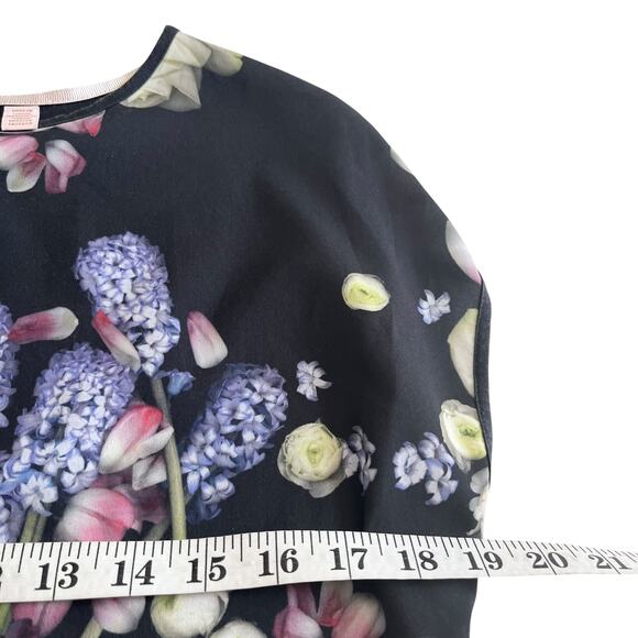 Ted Baker Villeaw Kensington Miraya Black Floral Print Short Sleeve Tee Size 2 - Picture 8 of 9